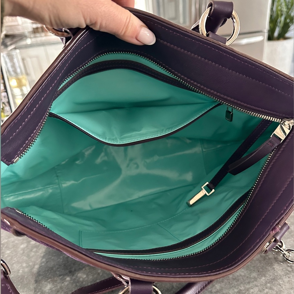 Tiffany & Company purple suede hand bag, Tiffany blue leather interior